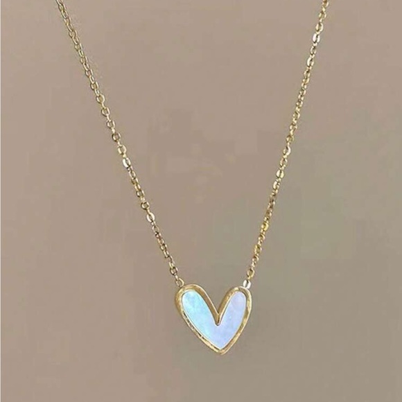 Jewelry - Gold and White Heart Pendant Necklace